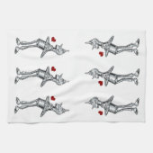 ヴィンテージ オズの魔法使い、ティンマンの幸せな笑顔を持つハート キッチンタオル (横)