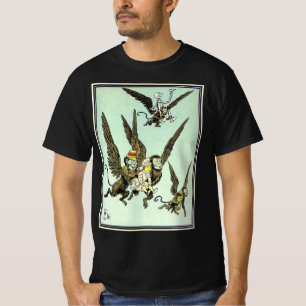 ヴィンテージ オズの魔法使い、ドロシーを運ぶ空飛ぶサル Tシャツ