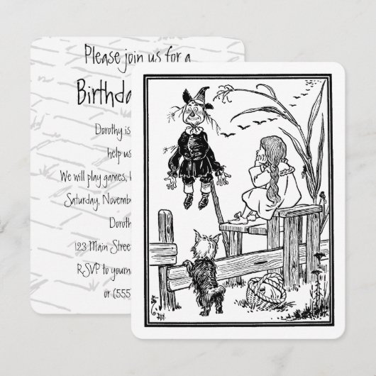 ヴィンテージ オズの魔法使い ドロシー 誕生日パーティー 招待状 (正面/裏面)