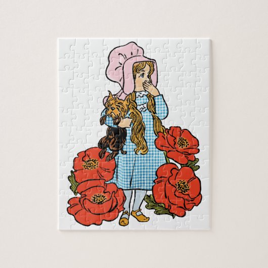 ヴィンテージ オズの魔法使い、ドロシー、赤いポピー花 ジグソーパズル (縦)
