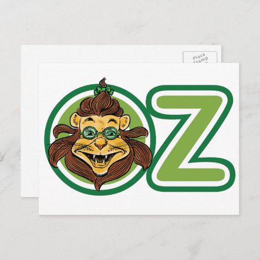 ヴィンテージ オズの魔法使い、文字Oのライオン ポストカード (正面/裏面)