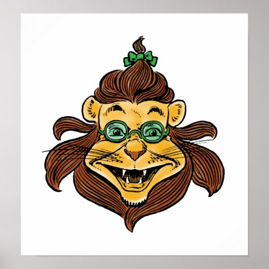 ヴィンテージ オズの魔法使い、緑の眼鏡をかけたライオン ポスター (正面)