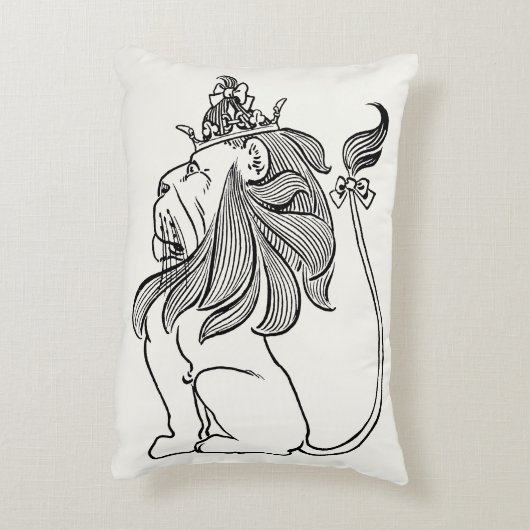 ヴィンテージ オズの魔法使い、臆病なライオンの王冠付き アクセントクッション (裏面(縦))