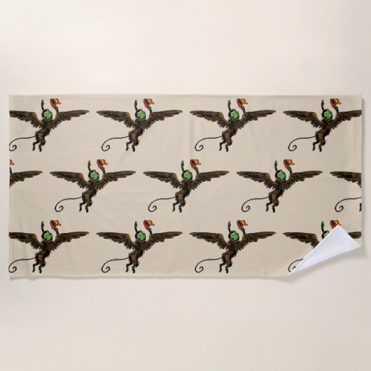 ヴィンテージ オズの魔法使い、邪悪な飛行猿 ビーチタオル (正面)