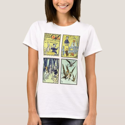 ヴィンテージ オズの魔法使い、4 つのおとぎ話のシーン Tシャツ (正面)