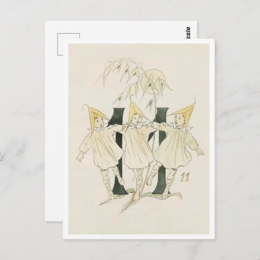 ヴィンテージ オティリア アデルボーグ 花の数字 - 11 ポストカード (正面/裏面)