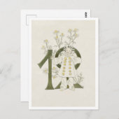 ヴィンテージ オティリア アデルボーグ 花の数字 - 12 ポストカード (正面/裏面)