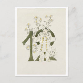 ヴィンテージ オティリア アデルボーグ 花の数字 - 12 ポストカード