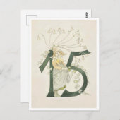 ヴィンテージ オティリア アデルボーグ 花の数字 - 15 ポストカード (正面/裏面)