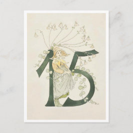 ヴィンテージ オティリア アデルボーグ 花の数字 - 15 ポストカード