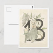 ヴィンテージ オティリア アデルボーグ 花の数字 - 18 ポストカード (正面/裏面)
