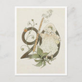 ヴィンテージ オティリア アデルボーグ 花の数字 - 20 ポストカード (正面)