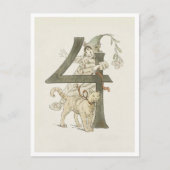 ヴィンテージ オティリア アデルボーグ 花の数字 - 4 ポストカード (正面)