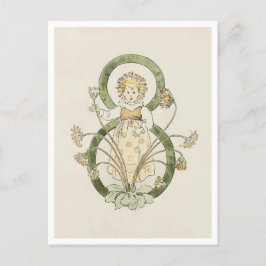 ヴィンテージ オティリア アデルボーグ 花の数字 - 8 ポストカード