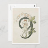 ヴィンテージ オティリア アデルボーグ 花の数字 - 9 ポストカード (正面/裏面)