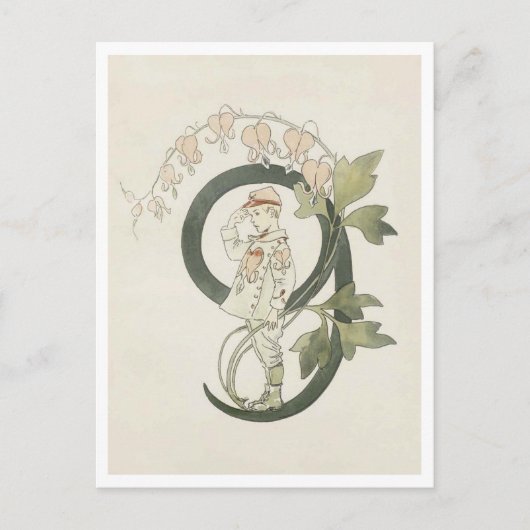 ヴィンテージ オティリア アデルボーグ 花の数字 - 9 ポストカード (正面)