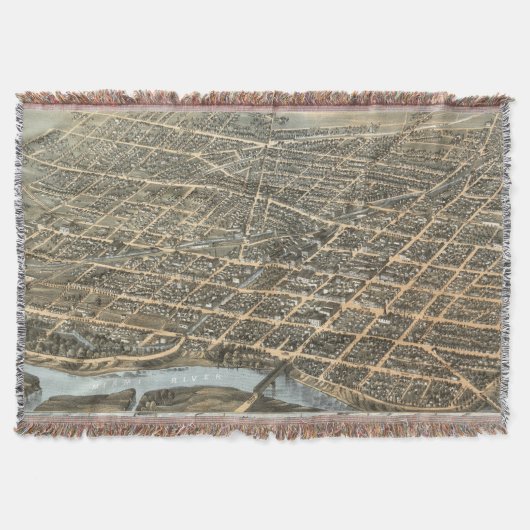 ヴィンテージ・オハイオの絵図（1870年） スローブランケット (正面)