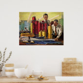 ヴィンテージ、オフィスで作業する設計者 ポスター (キッチン)