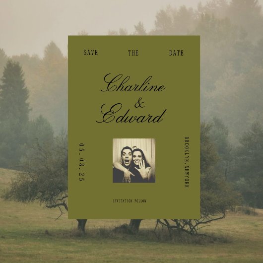 ヴィンテージ オリーブグリーン 写真 セーブ・ザ・デート