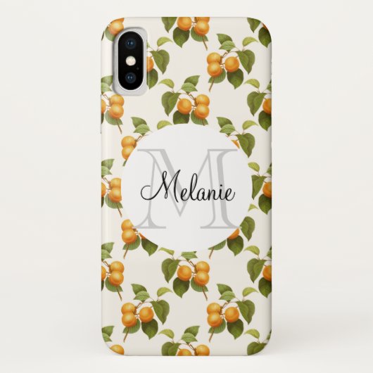 ヴィンテージ オレンジ アプリコット 水彩パターン モノグラム Case-Mate iPhoneケース (裏面)