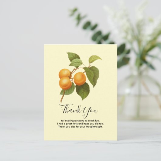 ヴィンテージ オレンジ アプリコット 水彩画 ありがとうございます ポストカード (スタンド正面)