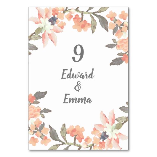 ヴィンテージ オレンジ 花模様 テーブルナンバー (正面)