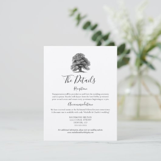 ヴィンテージ オークの木 ウェディング 詳細カード 招待状 (スタンド正面)