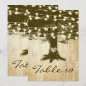 ヴィンテージ オークの木 ライト ウェディング テーブル ナンバー カード (正面/裏面)