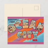 ヴィンテージ オーシャンシティ MD グリーティング ポストカード (正面/裏面)