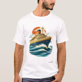 ヴィンテージ オーシャンライナー | ミッドセンチュリー レトロ トラベル Tシャツ (正面)