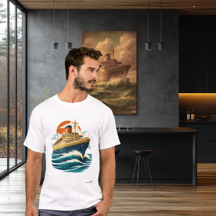 ヴィンテージ オーシャンライナー ミッドセンチュリー レトロ トラベル Tシャツ