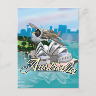 ヴィンテージ オーストラリア旅行ポスター 飛行機 ポストカード