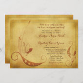 ヴィンテージ オータム カントリー フラワーズ ウェディング 招待状 (正面/裏面)