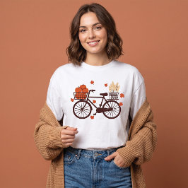 ヴィンテージ・オータム・バイシクル・ウィズ・パンプキンズ・ハーベスト Tシャツ