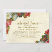ヴィンテージ オータム フラワーズ ウェディング リハーサル ディナー 招待状 (正面)
