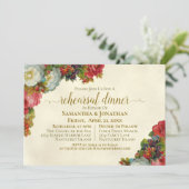 ヴィンテージ オータム フラワーズ ウェディング リハーサル ディナー 招待状 (スタンド正面)