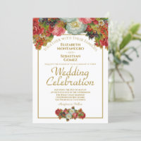 ヴィンテージ オータム フローラル ゴールド ホワイト マルサラ ウェディング