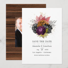 ヴィンテージ オータム - 秋の花の結婚式の写真 セーブザデート