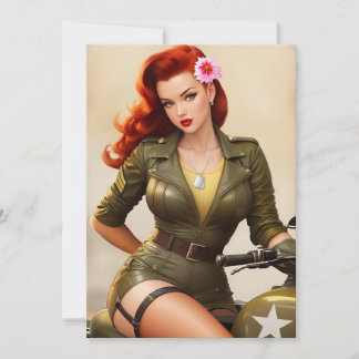 ヴィンテージ オートバイ ミリタリー ポップアップ インビテーション