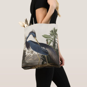 ヴィンテージ オードュボン ルイジアナ ヘロン 鳥 アート トートバッグ