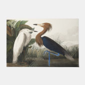 ヴィンテージ オードュボン 赤いサギの鳥の芸術 ドアマット (正面)