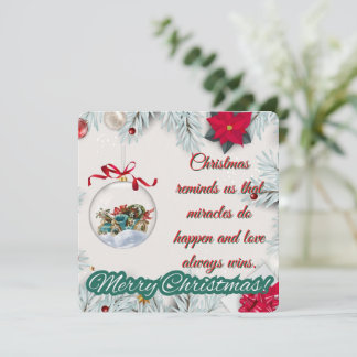 ヴィンテージ オーナメントとポインセチアのクリスマス シーズンカード