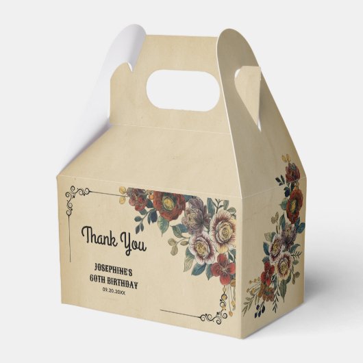 ヴィンテージ オーナメント フラワー バースデー サンクス フェイバーボックス (正面サイド)