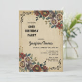ヴィンテージ オーナメント フラワー バースデー 招待状 (スタンド正面)