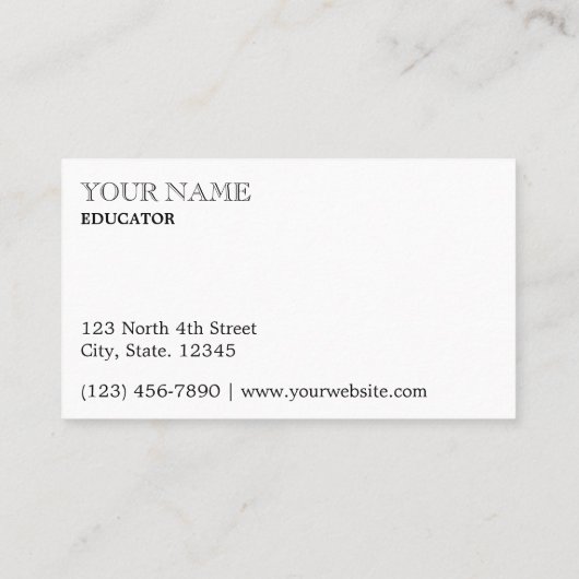 ヴィンテージ「オールドスクール」先生テンプレート 名刺 (裏面)