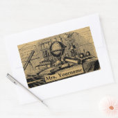 ヴィンテージ「オールドスクール」先生ラベルテンプレート 長方形シール (封筒)