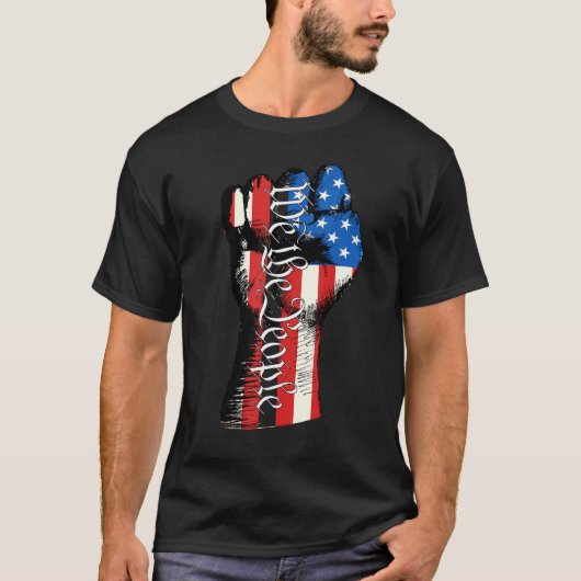 ヴィンテージ オールド アメリカ国旗 愛国心 1776 私たち人民 Tシャツ (正面)