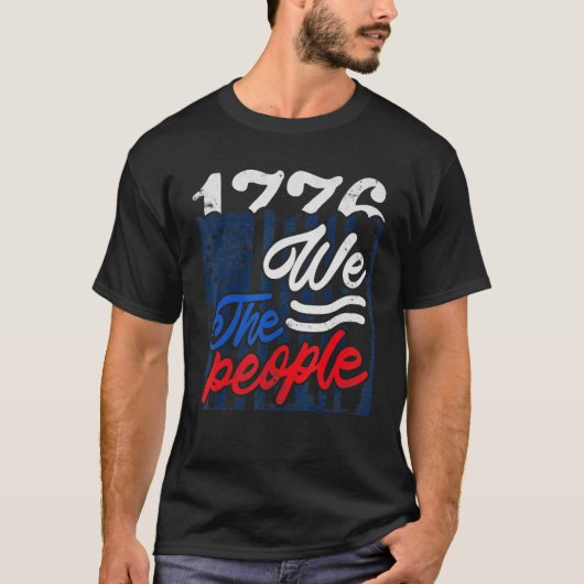 ヴィンテージ オールド アメリカ国旗 We The People 1776 米国 プ Tシャツ (正面)