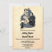 ヴィンテージ オールド プロポーズ カップル ポップ アート レトロ ウェディング 招待状 (正面)