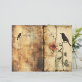 ヴィンテージ オールド ページ フラワー バード ジャンク ジャーナル (スタンド正面)